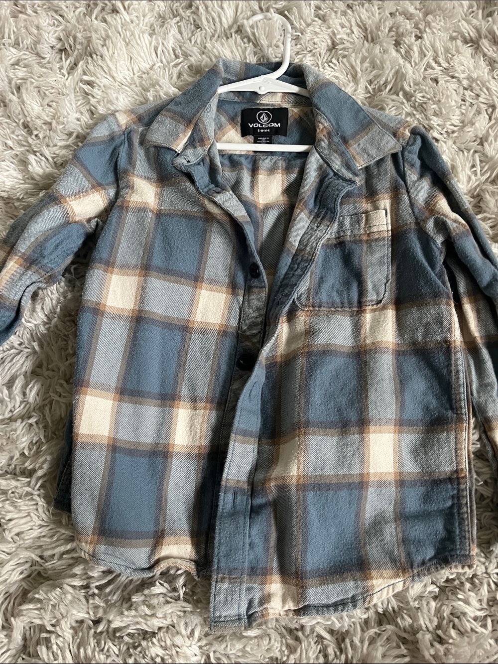 Volcom Blue and Cream Plaid Button-Down Shirt